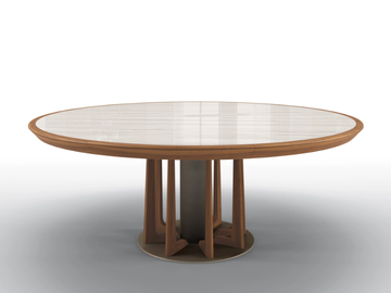 PETRUS - Round table in marble and canaletto walnut by BRUNO ZAMPA - view 3